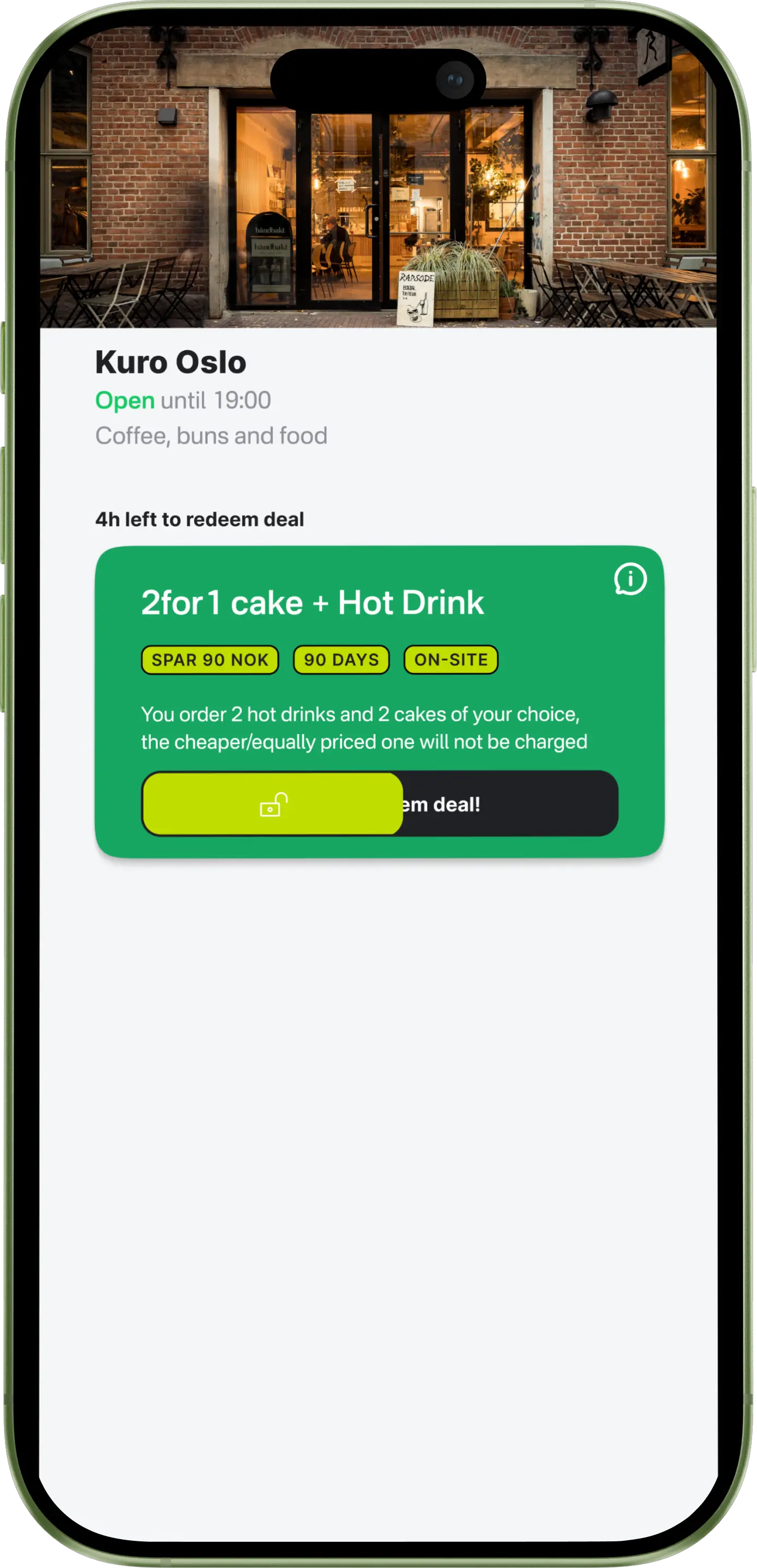 Swipe to redeem deal